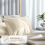 Pure Bedding Satin Pillowcase 2 Pack - King Size (20"x40", Ivory) - Silky Pillow Cases for Hair and Skin - Satin Pillow Covers with Envelope Closure - Extra Soft Premium Microfiber Pure Bedding