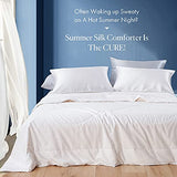 Mommesilk Silk Comforter Full Summer Lightweight Pure Natural Silk Duvet Insert Cotton Cover Quilt White 76"x87", Net Net Filling Weight 0.5kg Mommesilk