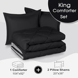 Basic Beyond King Size Comforter Set - Black Comforter Set King, Reversible King Bed Comforter Set for All Seasons, Black/Grey, 1 Comforter (104"x92") and 2 Pillow Shams (20"x36"+2") Basic Beyond