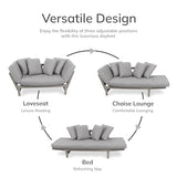 Cambridge Casual West Lake Mahogany Outdoor Convertible Sofa Daybed, Weathered Gray/Oyster Cushion Cambridge Casual