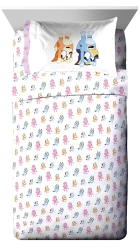 Jay Franco Kids Comforter Set Includes Sheets and Pillow Covers - Soft and Cozy Bed Set for Stylish Room Decor, Pink - Bluey 5 Piece Twin Size Bedding Jay Franco