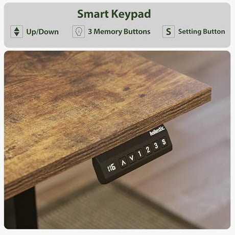 Agilestic L Shaped Standing Desk Adjustable Height, Electric Corner Standing Desk, 63 x 55 inch Sit Stand Computer Table with Splice Board, Rustic Brown Agilestic