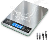 BakFee Food Scale, 33lb Digital Kitchen Scale with Stainless Steel & Tempered Glass, USB Rechargeable, 1g/0.05oz Precise Weighing, Splash-Resistant and Sturdy Surface, for Cooking, Baking, Weight Loss