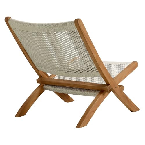 Modway Vienna Outdoor Patio Teak Wood Folding Lounge Chair in Natural Natural
