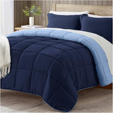 satisomnia Full Size Comforter Set, Navy Blue Bedding Comforters Full Size, 3 Pieces Down Alternative Bed Comforter Lightweight, Soft Quilted Bed Set Breathable, Reversible All Season Bedding Sets satisomnia