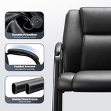 MALOL Office Guest Chair with Armrest, PU Leather Reception Chair for Office & Waiting Room, 250LBS, One-Piece Welded Steel Frame, Sponge Cushion for Long Sitting Comfort – Black,Set of 4