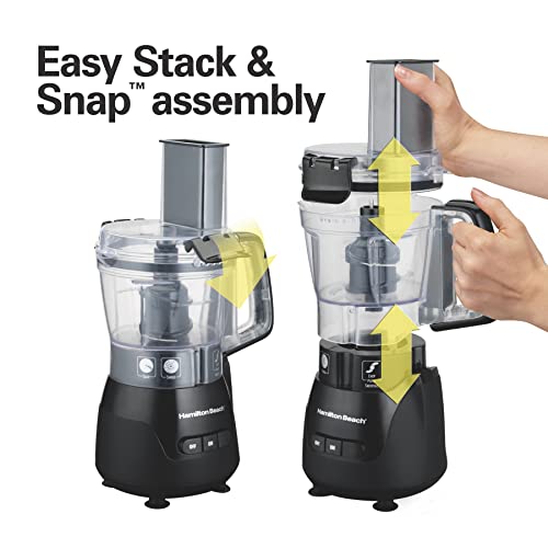 Hamilton Beach Stack & Snap 4-Cup Mini Food Processor & Vegetable Chopper, 250 Watts, for Slicing, Shredding, and Puree, Black (70510) Hamilton Beach