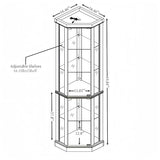 Corner Lighted Curio Cabinet, Elegant Glass Display Case for Collection with Adjustable Shelves, Mirrored Back Panels, Magnetic Glass Doors, Built-in Lighting, Light Oak, (Light Bulbs are Included) LOPOO
