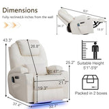 Dual Motor Power Swivel Rocker Recliner Chair with Heat and Massage,Electric Glider Rocking Chairs for Nursery,Theater Seating with LED Lights, USB A/USB C Ports for Living Room (1, Beige)