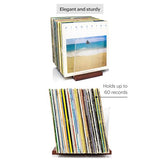 MÖNKE Premium Vinyl Record Storage - a Mid-Century Style Record Holder for Albums, 60-70 LP Capacity - Complements Any Record Player (Brown) MÖNKE