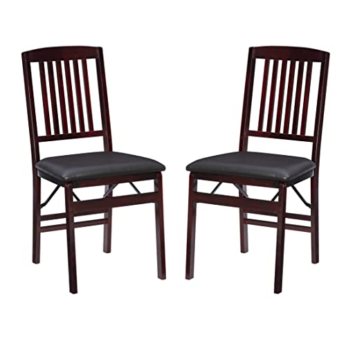 Linon Darwin Mission Back Folding Chair in a Set of Two, Espresso Linon