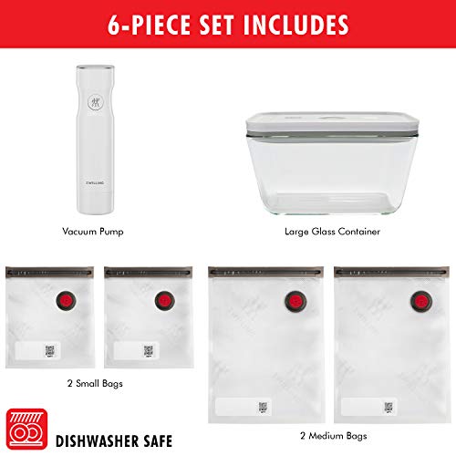 ZWILLING Fresh & Save Vacuum Sealer Machine Starter Set with Airtight Food Storage Container Glass, Sous Vide Bags, Meal Prep ZWILLING