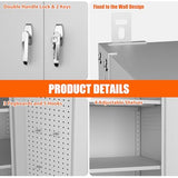 Aobabo Extra Large Garage Storage Cabinet on Wheels, Metal Storage Cabinets with 4 Adjustable Shelves, 3 Pegboards and 2 Tool Pouches for Home Office Stash, Assembly Required Aobabo