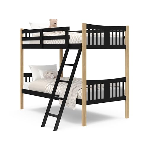 Storkcraft Caribou Twin-Over-Twin Bunk Bed (Black with Natual) – GREENGUARD Gold Certified, Converts to 2 Individual Twin Beds Storkcraft