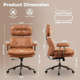 ovios Ergonomic Office Chair, High Back Faux Leather Executive Chairs with Thick Cushion, Comfy Mid-Century Modern Swivel Rolling Computer Armchair (Brown, Suede Leather) ovios
