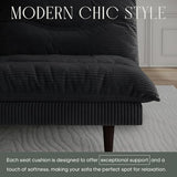 DreamDashio Futon Sofa Bed, 69 inch Futon Couch with Adjustable Backrest, Corduroy Convertible Sleeper Sofa Bed, Folding Sleeper Recliner for Apartment, Living Room, Office, Black DreamDashio