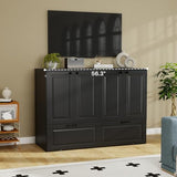 Jotirxe Full Murphy Bed Cabinet: Black Cabinet Bed with Charging Station, Cube Murphy Beds with Drawers, Modern Hidden Beds for Small Spaces, Guest Room and Office Jotirxe