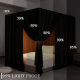 YRDKB Black Canopy Bed Curtains - 4 Corner Post Bed Curtains Queen Lightproof Siamesed Drapes Bed Canopy for Adults & Girls Bedroom Decoration(Black,Queen)