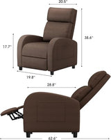 Homall Recliner Chair, Recliner Sofa for Adults, Recliners Home Theater Seating with Lumbar Support, Reclining Sofa Chair for Living Room (Fabric, Brown)