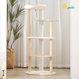 PETEPELA Cat Tree Cat Tower for Indoor Cats,5-Level Cat Play House Cat Activity Center with Scratching Posts Beige PETEPELA