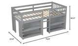 Harper & Bright Designs Low Loft Bed with Storage Shelves and LED Light for Kids, Twin Size, Gray Harper & Bright Designs