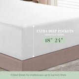 Elegant Comfort 1500 Premium Hotel Quality 18-24 Inches Deep - Extra Deep Pocket Single Fitted Sheet for High Mattress, Luxury and Softest, Smart Pocket - Wrinkle Free, King, White Elegant Comfort
