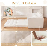 YOSHOOT Loveseat Sleeper Sofa,55" Convertible Sofa Bed Couch Futon Couches for Living Room,3-in-1 Pull Out Floor Couch with Backrest and Pillows, White YOSHOOT