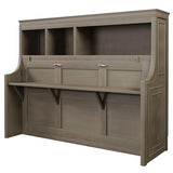 Fiorune Twin Size Horizontal Murphy Bed with Desk and Storage Shelves, Space-Saving Foldable Cabinet Bed, Solid Wood Hidden Wall Bed Frame for Small Spaces, Living Room, Gray Fiorune