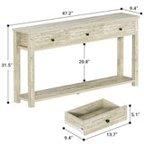 Homieasy Farmhouse Console Table with 3 Drawers, 47 Inch Wood Sofa Table with Storage Shelf for Living Room, Behind Couch, Entryway Table for Hallway, Living Room, or Foyer, Light Rustic Oak Homieasy