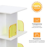 VECELO 4-Tier Rotating Corner Bookshelf with Wheels and Acrylic Dividers - Stylish Storage Solution for Home and Office VECELO