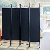 Room Divider 4 Panels 6FT Room Divider Wall Folding Privacy Screens with Steel Frame Freestanding Partition for Home Office Bedroom,Black NChanmar