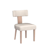 HNY Mid Century Modern Dining Chairs Set of 6, Farmhouse Linen Fabric Upholstered Accent Curved Backrest Kitchen Chairs, with Hardwood Frame, Beige, Linen HNY