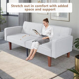 White Modern Guest Chair Sofa Recliner, Adjustable Cotton Fabric Futon Reclining Couch, Sofa Bed, Easy Assembly, Mid-Century Style Conference Seating for Office, Waiting Room, 68"L x 22.4"W x 28.7"H Generic