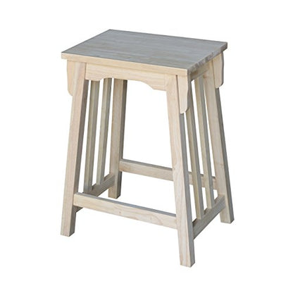 International Concepts 24-Inch Mission Counter Height Stool, Unfinished - WoodArtSupply