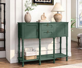 Topbele Green Entryway Table with Storge, Mid-Century Modern Console Table with 2 Drawers, Retro Narrow Long Behind Couch Sofa Table for Living Room, Foyer, Hallway Topbele