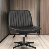 OLIXIS Criss Cross Legged Chairs Armless No Wheels Wide Seat Height Adjustable Swivel Padded PU Leather Home Office Desk Seating for Bedroom, Student, Study Room OLIXIS