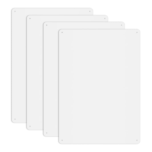 MUXYH 4 Pack White Sign Blanks, 14 x 10 Inches, Sturdy Rust Free Aluminum Metal Signs White Color Blank Sign, Waterproof, Easy Mounting, Indoor or Outdoor Use