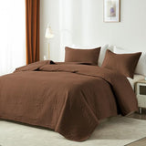 akkialla Full/Queen Quilt Bedding Set,Brown Ultrasonic Quilt Set,Lightweight Soft Bedspread Coverlet,Modern Style Coin Pattern Bed Cover for All Seasons,3 Piece(1 Quilt,1 Pillow Shams) akkialla
