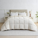 puredown® Goose Feather Down Fiber Comforter Twin Size - 100% Organic Cotton Cover All Season Duvet Insert, Breathable Fluffy Warmth Hotel Luxury Bedding Comforter (68"x90") puredown