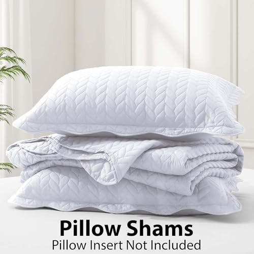 IR Imperial Rooms Twin Quilt Bedding Set Size (68” x 86”) + 1 Pillow Shams (20” x 26” + 2”) - 2 Pcs All Season Lightweight Reversible Microfiber Coverlet Embossed Quilt Bedspread (White) IR Imperial Rooms