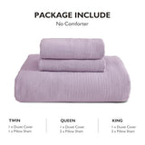 EMME Muslin Cotton Duvet Cover Set Lavender Queen Size Linen Like Soft Breathable Lightweight Summer Comforter Cover Set with Zipper Closure (Lavender, Queen, 90"x90") EMME