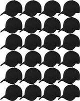 Handepo 24 Pcs Blank Baseball Cap Adjustable Back Strap Plain Blank Camouflage Hat Unisex Baseball Cap for Trucker Men Women(Black) Handepo