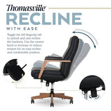 Thomasville® Fendley Ergonomic Vegan Leather Mid-Back Office Chair, Black/Brown Thomasville