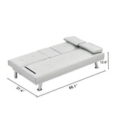 anwickjeff Convertible Folding Futon Sofa Bed with Metal Legs & 2 Cupholders, Modern New Upholstered Couch Loveseat Sleeper, Folding Couches Bed, Removable Armrests for Small Spaces (White) anwickjeff