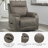 Signature Design by Ashley Crestmeade Modern Dual Motor Power Lift Recliner with Adjustable Backrest, USB Ports, Heat and Massage Function, Light Brown