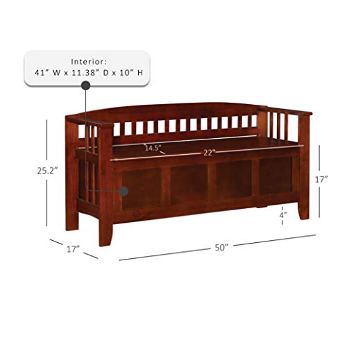 Linon Walnut Split Seat Storage Bench for Foyers and Mudrooms Linon