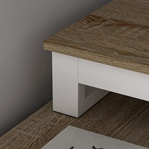 Homsee Home Office Computer Desk Corner Desk with 3 Drawers and 2 Shelves, 55 Inch Large L-Shaped Study Writing Table with Storage Cabinet - Walnut and White Homsee