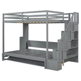 Merax Full Over Full Size Murphy Bed with Hydraulic Lift and Built-in Desk, Space-Saving Wall Bed with Desk Design, Ideal for Home Office, Small Rooms, or Apartments, Gray Merax