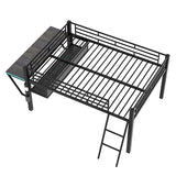 Urunqi Full Size Metal Loft Bed with Integrated Gaming Desk and Storage Solutions for Kids and Teens Urunqi
