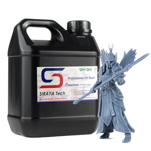 Siraya Tech Tenacious Easy Grey 3D Printer Resin, Easy-to-Print Flexible Resin with High Impact Resistance, Great Resolution, and High Toughness - No Mixing Needed, Perfect for MSLA/DLP/SLA, 2kg Siraya Tech
